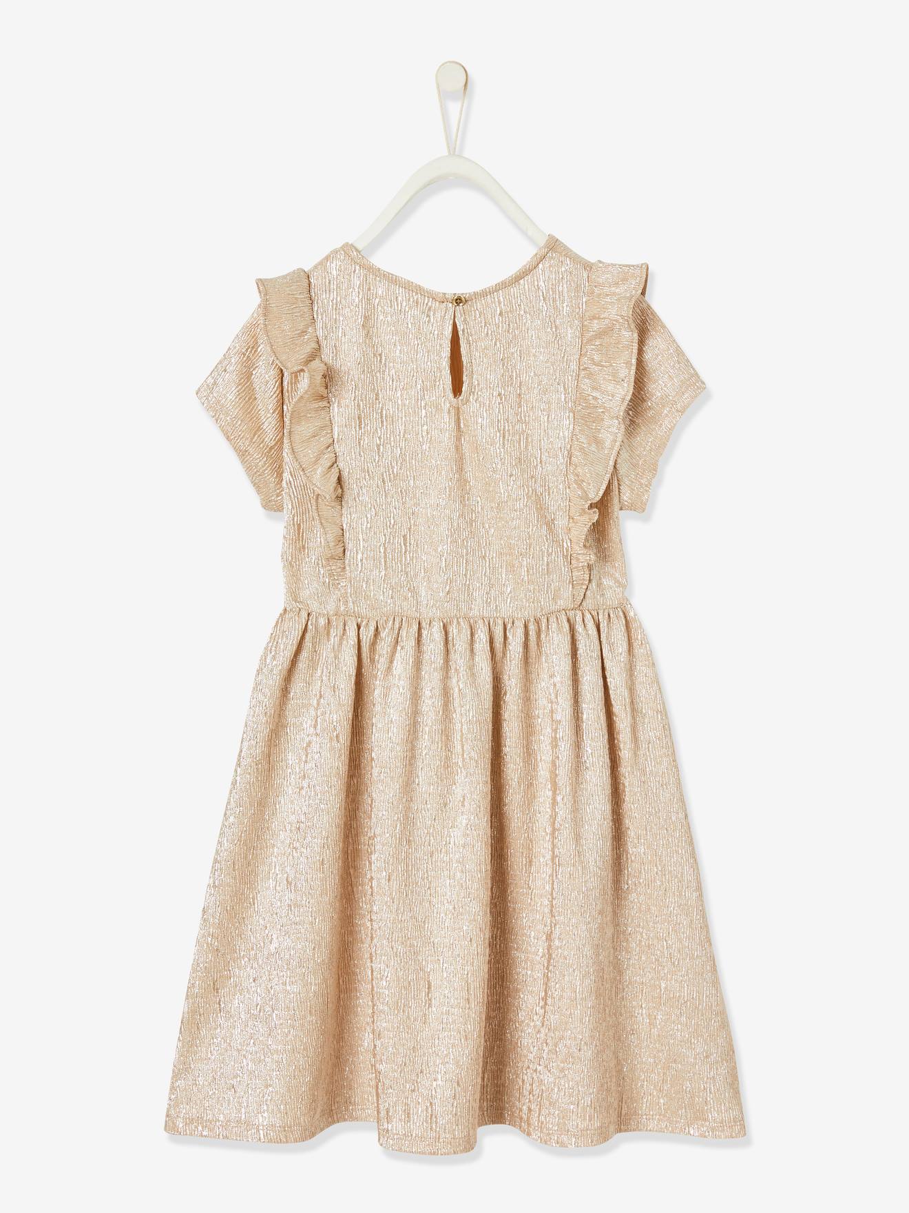 Vertbaudet Festliches Mädchen Kleid - beige glanzeffekt