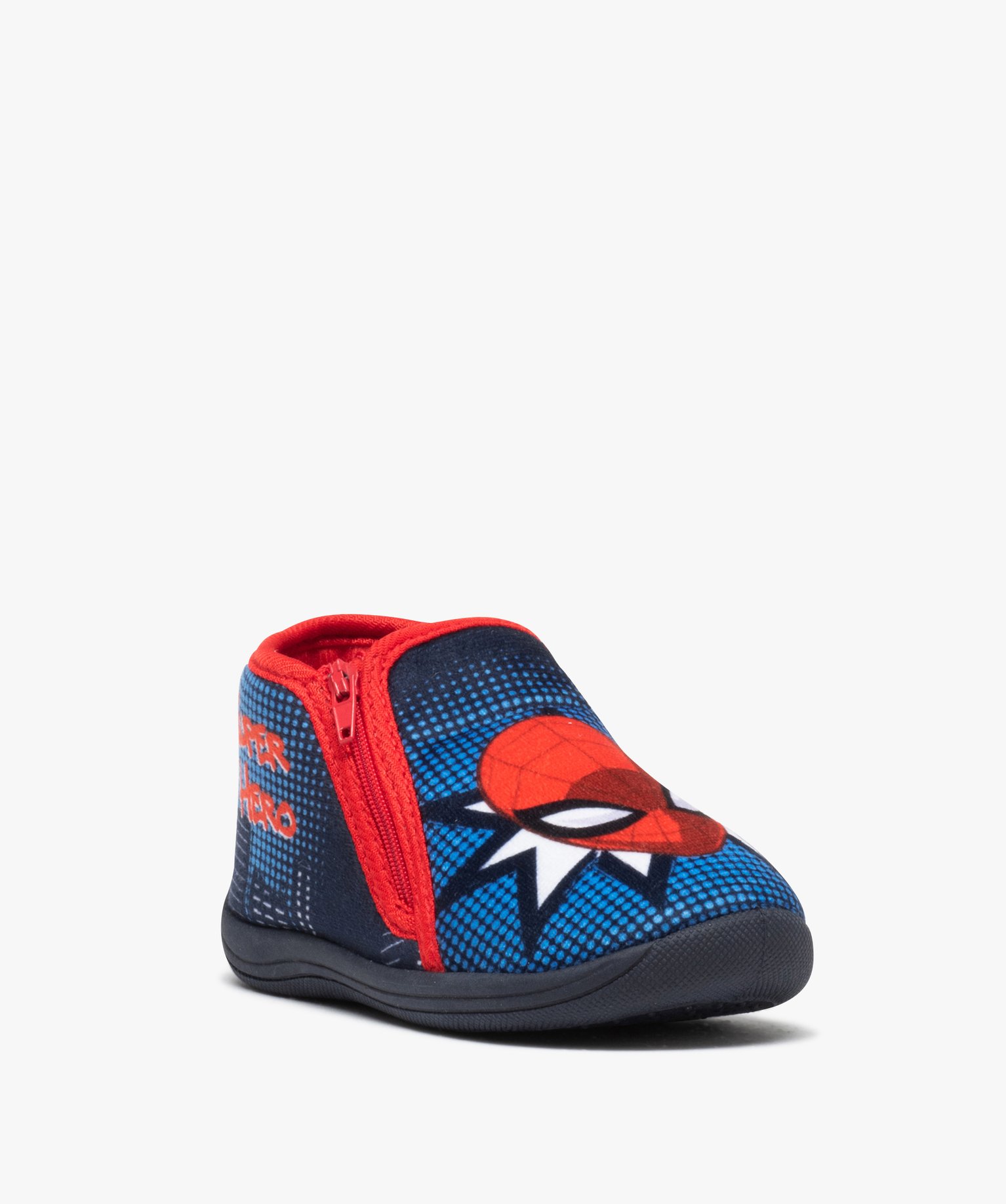 Chaussons bébé Garçon super héros en velours bleu | GEMO