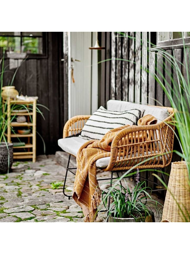 Bloomingville Decke GINNA Braun mit hellen Linien 160x130 cm günstig kaufen onesize