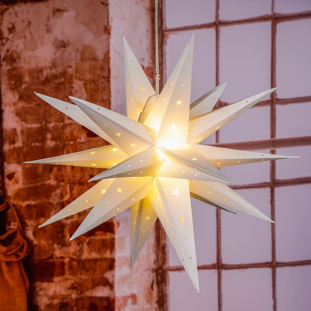 GartenHero LED Stern LED Weihnachtsstern Adventsstern Leuchtstern Fröbelstern Weihnachten, LED fest integriert, warmweiß