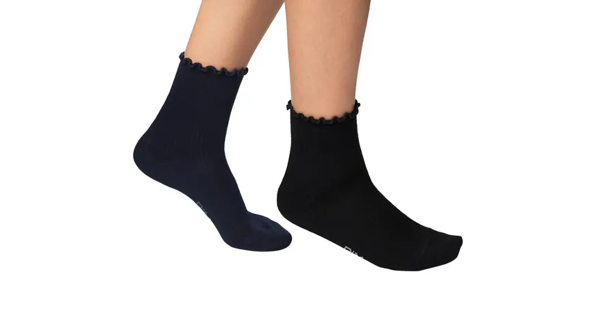 DIM Damen Kurzsocken Modal mit Rüschen 2er Pack noir marine