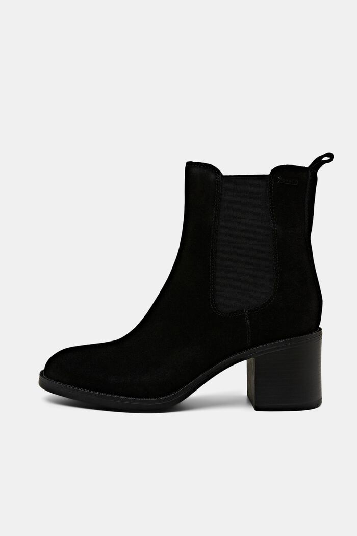 Rauleder-Boots mit Blockabsatz