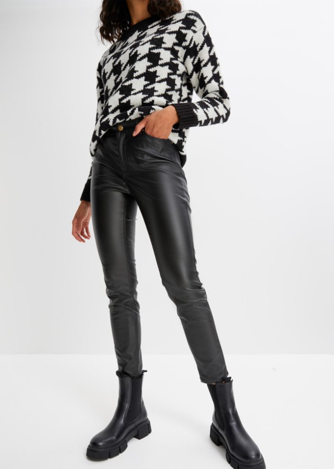 Stretch-Hose mit Beschichtung und Komfortbund, skinny
