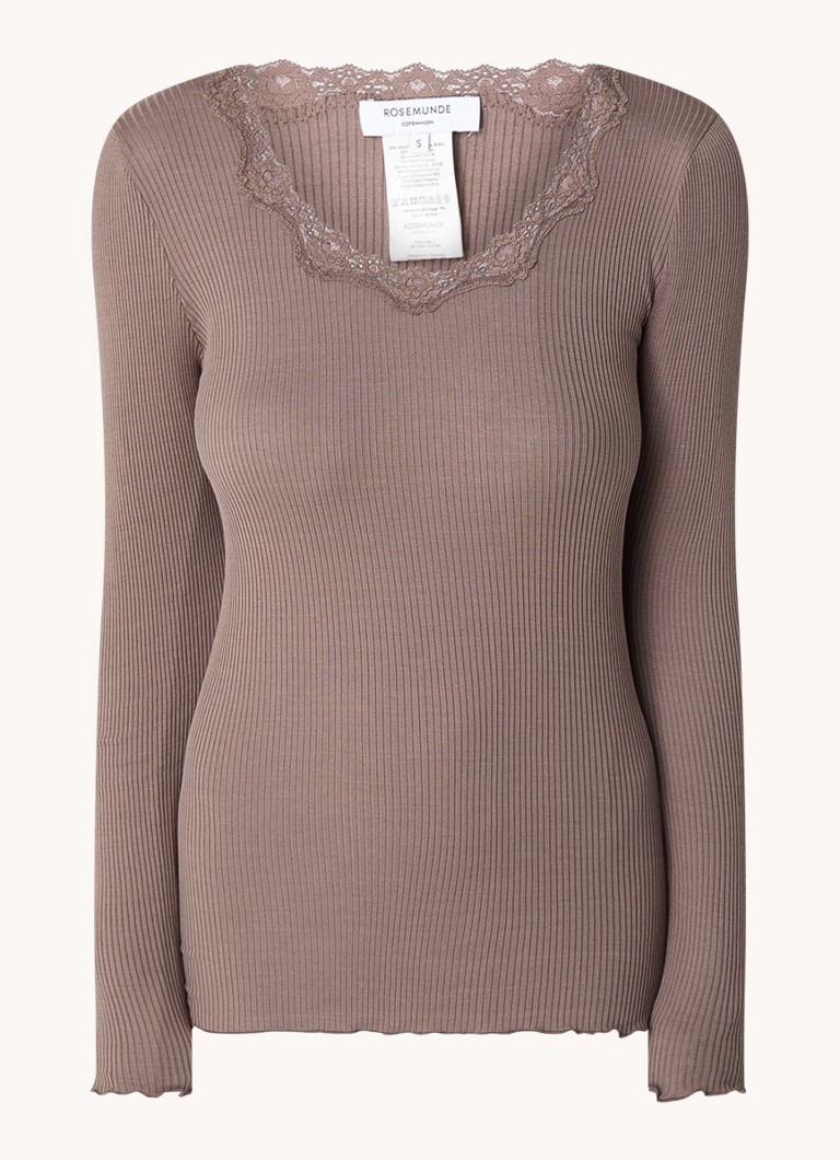 Camicia a maniche lunghe Rosemunde Babette in misto seta con dettagli in pizzo
