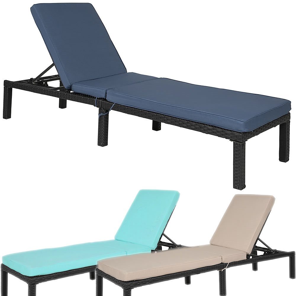 Mucola Gartenliege Sonnenliege Polyrattan Gartenliege mit Auflage Loungeliege, hochwertiges Polyrattan, verstellbar, inkl. Auflage