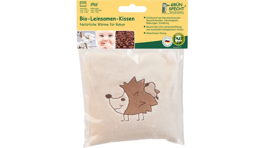 Grünspecht Bio-Leinsamenkissen für Babys mit Bezug