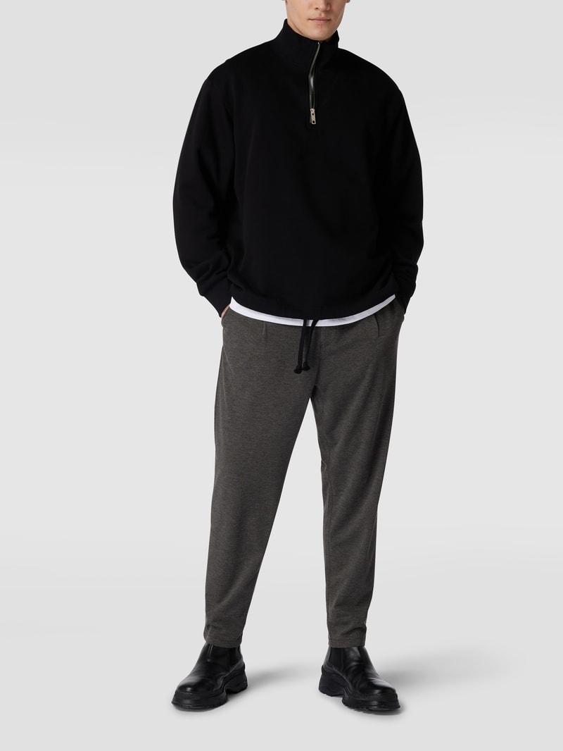 Tapered Fit Lounge-Hose aus Viskose-Mix Modell 'Skay' in mittelgrau meliert
