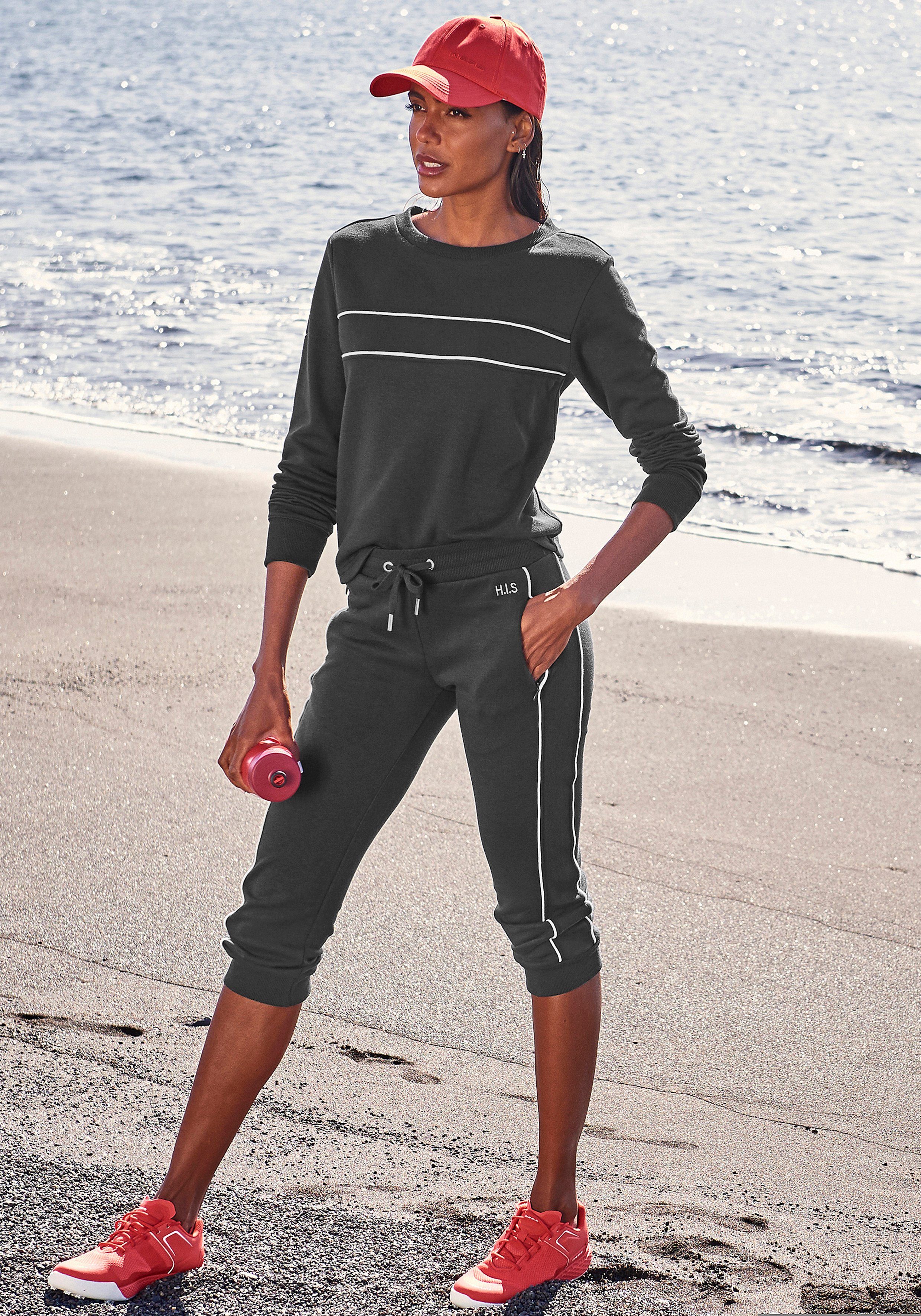 H.I.S Sweatshirt mit Piping auf der Brust, Loungeanzug