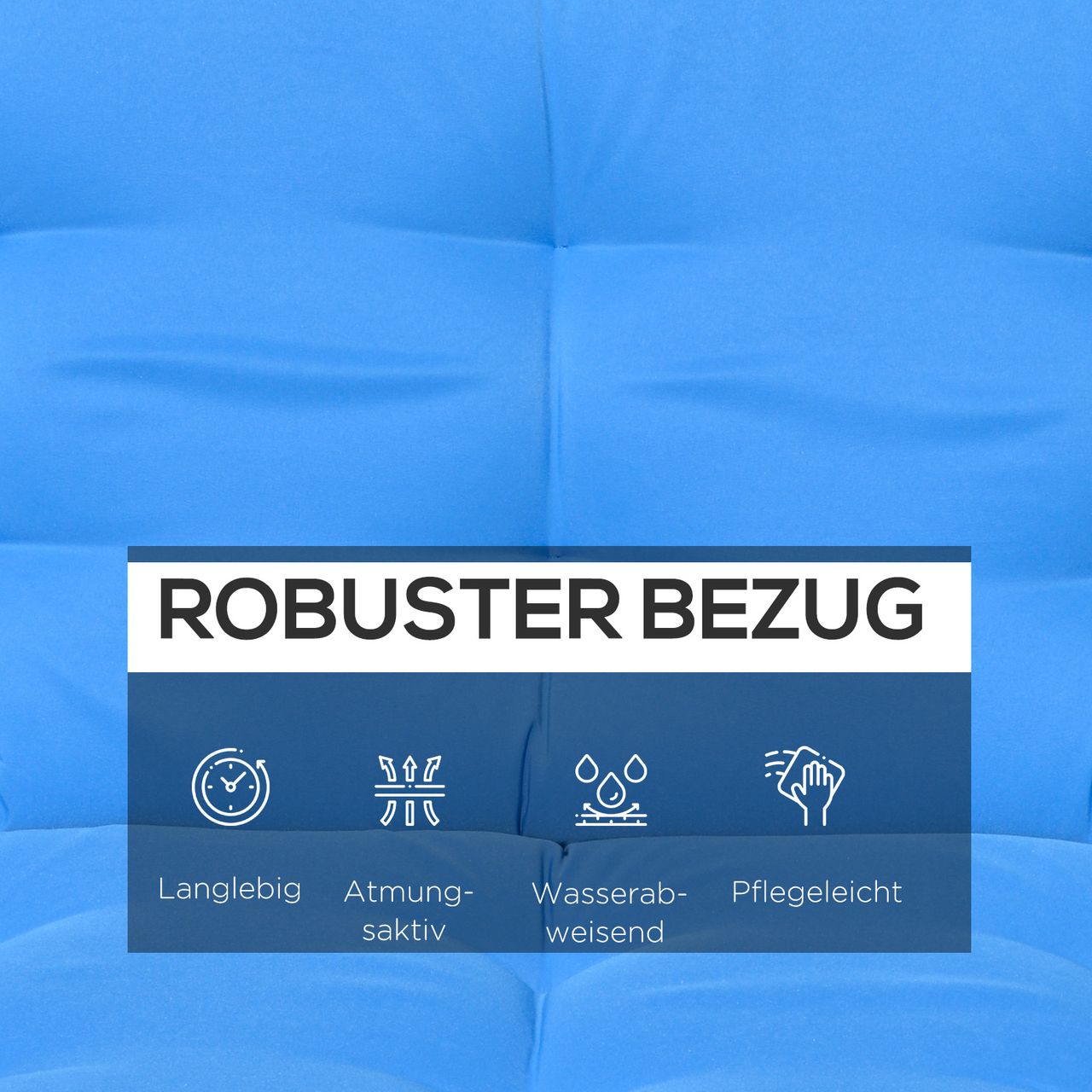Outsunny Auflagen-Set für Hollywoodschaukel 170 cm Stuhlkissen Schaukelauflage Sitzkissen Gartenschaukel Gartenpolster Rückenkissen Seitenkissen Blau