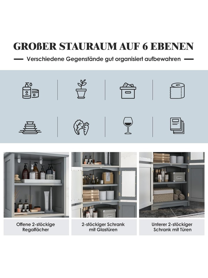 COSTWAY Badezimmerschrank 163cm in Grau günstig kaufen onesize