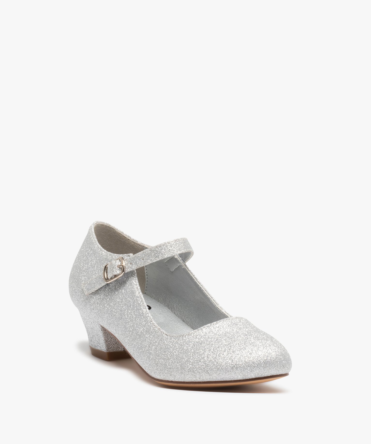 Babies fille à talon dessus pailleté et bride à boucle argent | GEMO