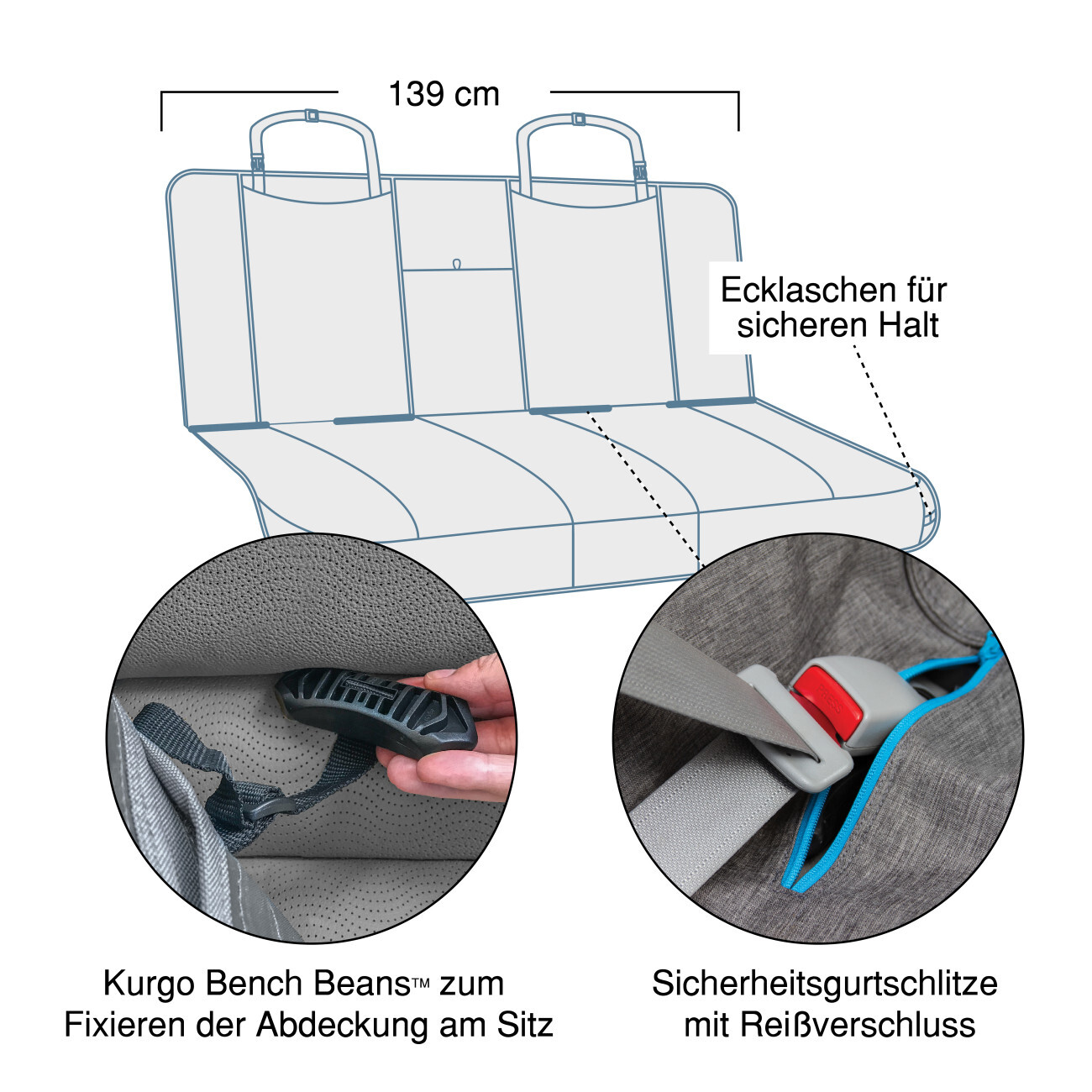 Kurgo Autozubehör Kurgo Anti-Rutsch-Hunde-Autositzbezug, Grau