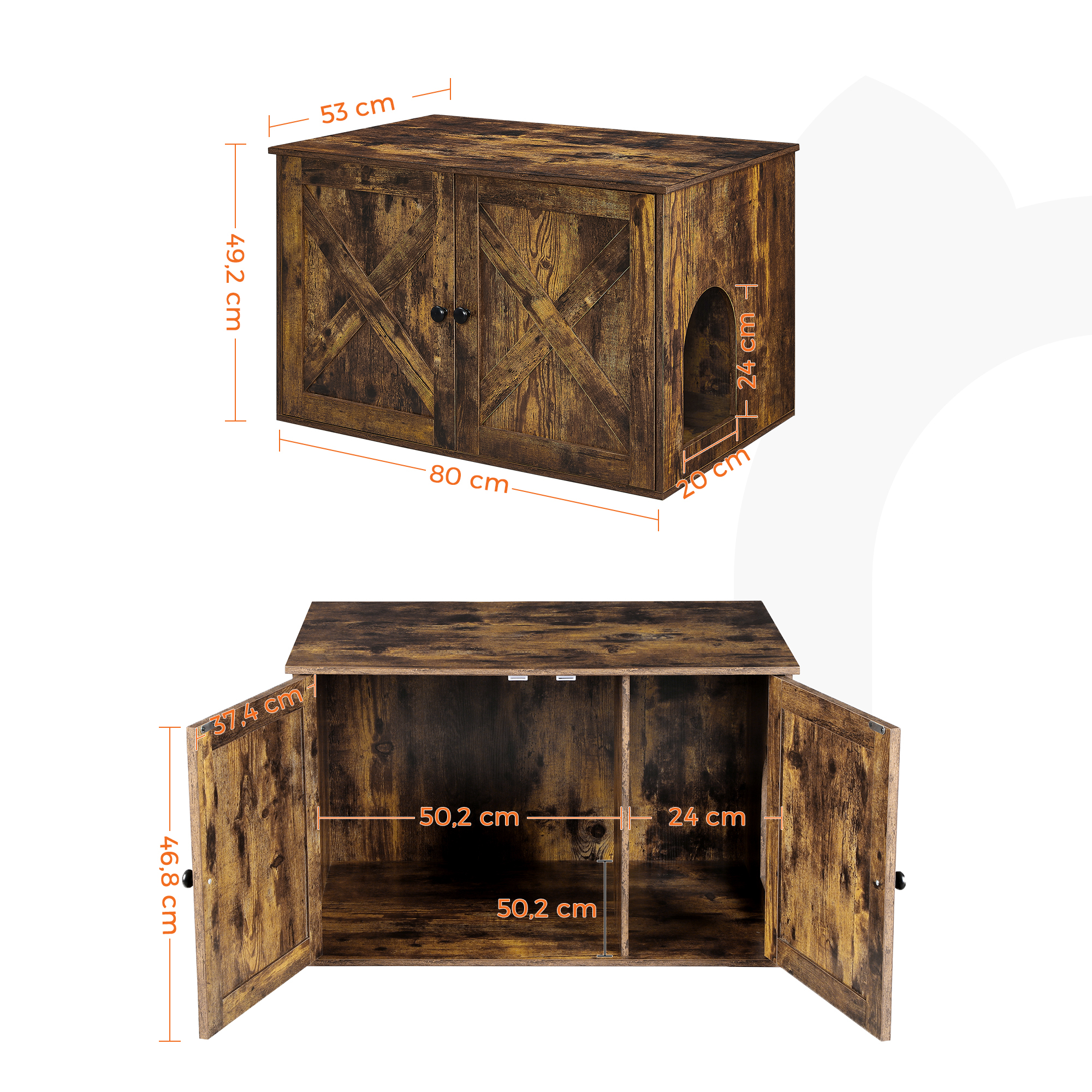 FEANDREA Katzentoiletten FEANDREA Katzenklo Schrank Vintagebraun