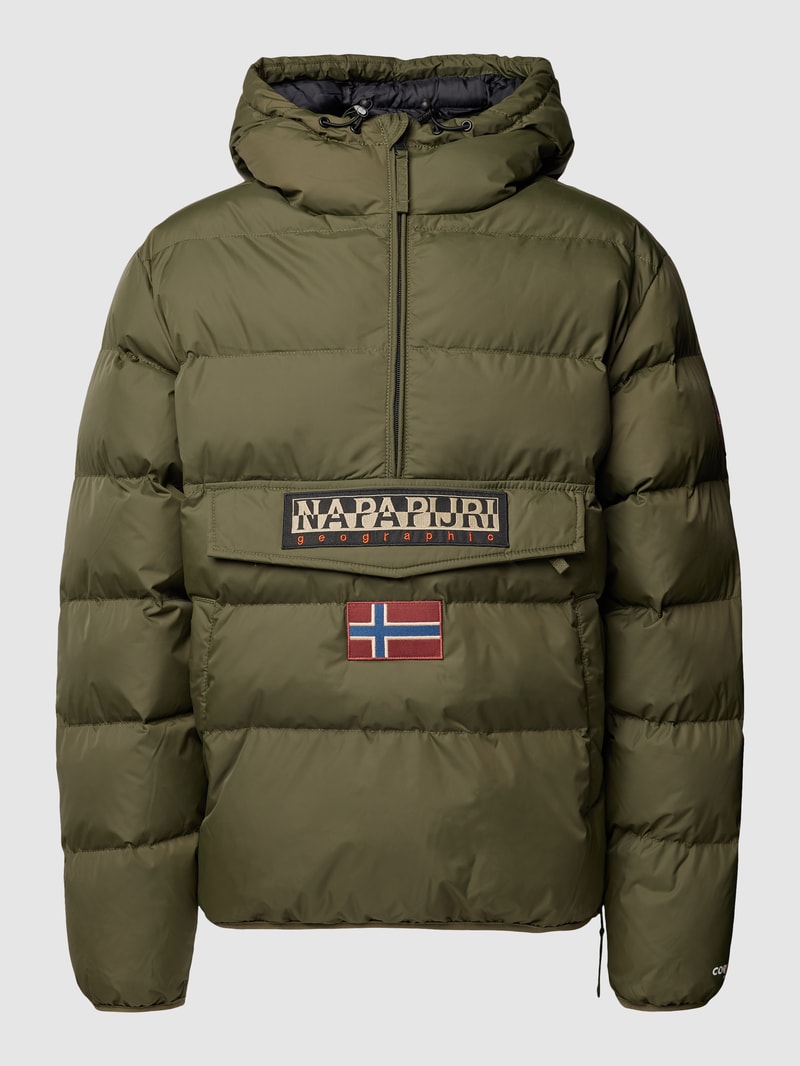 Steppjacke mit Kapuze in olivgrün