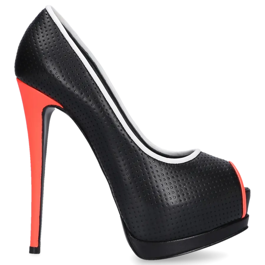 Giuseppe Zanotti - Peeptoes SHARON Kalbsleder perforiert schwarz - schwarz