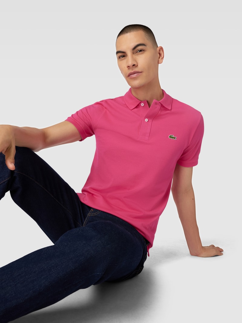 Poloshirt mit Logo-Stitching in pink