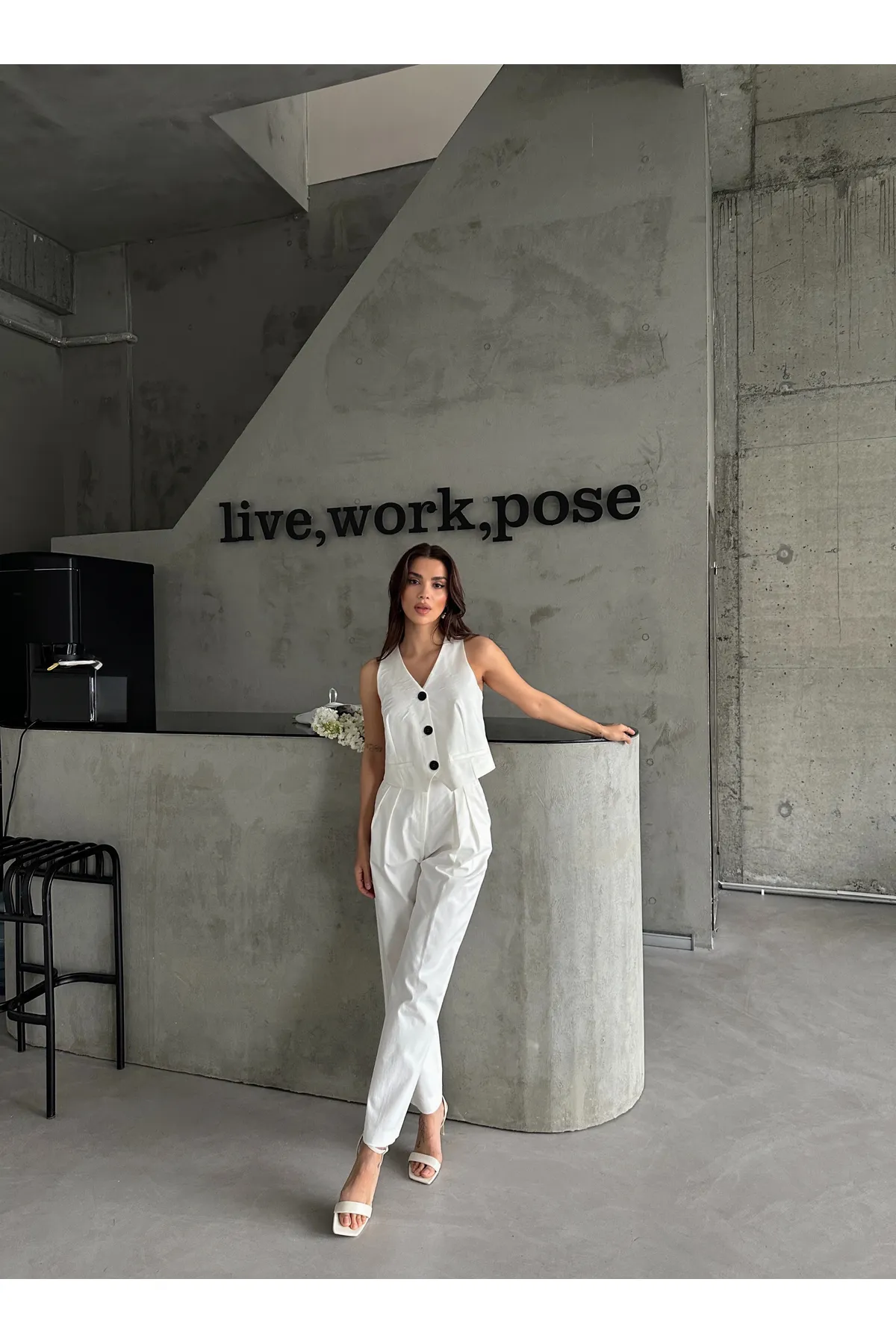 Laluvia  Weißes Set mit Weste und Hose
