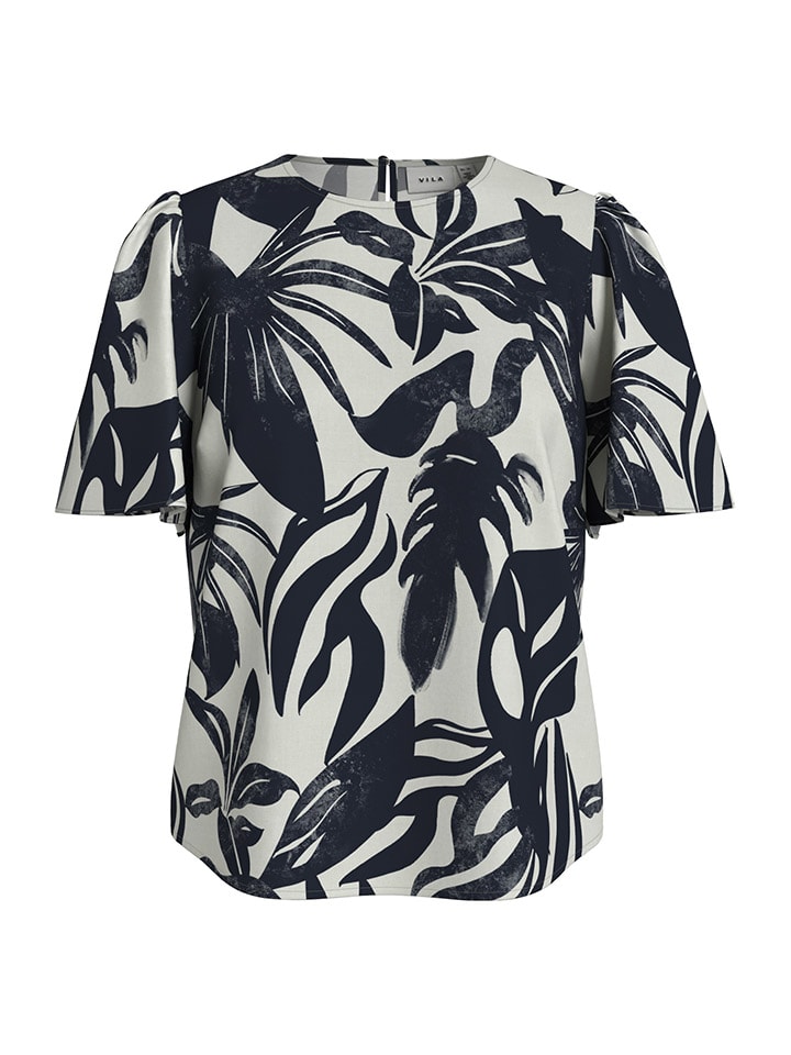 Vila Bluse in Dunkelblau/ Creme günstig kaufen
