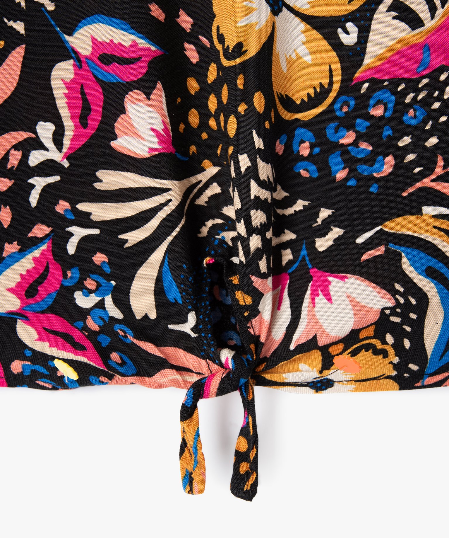 Chemise à motifs fleuris avec volants aux emmanchures fille multicolore | GEMO