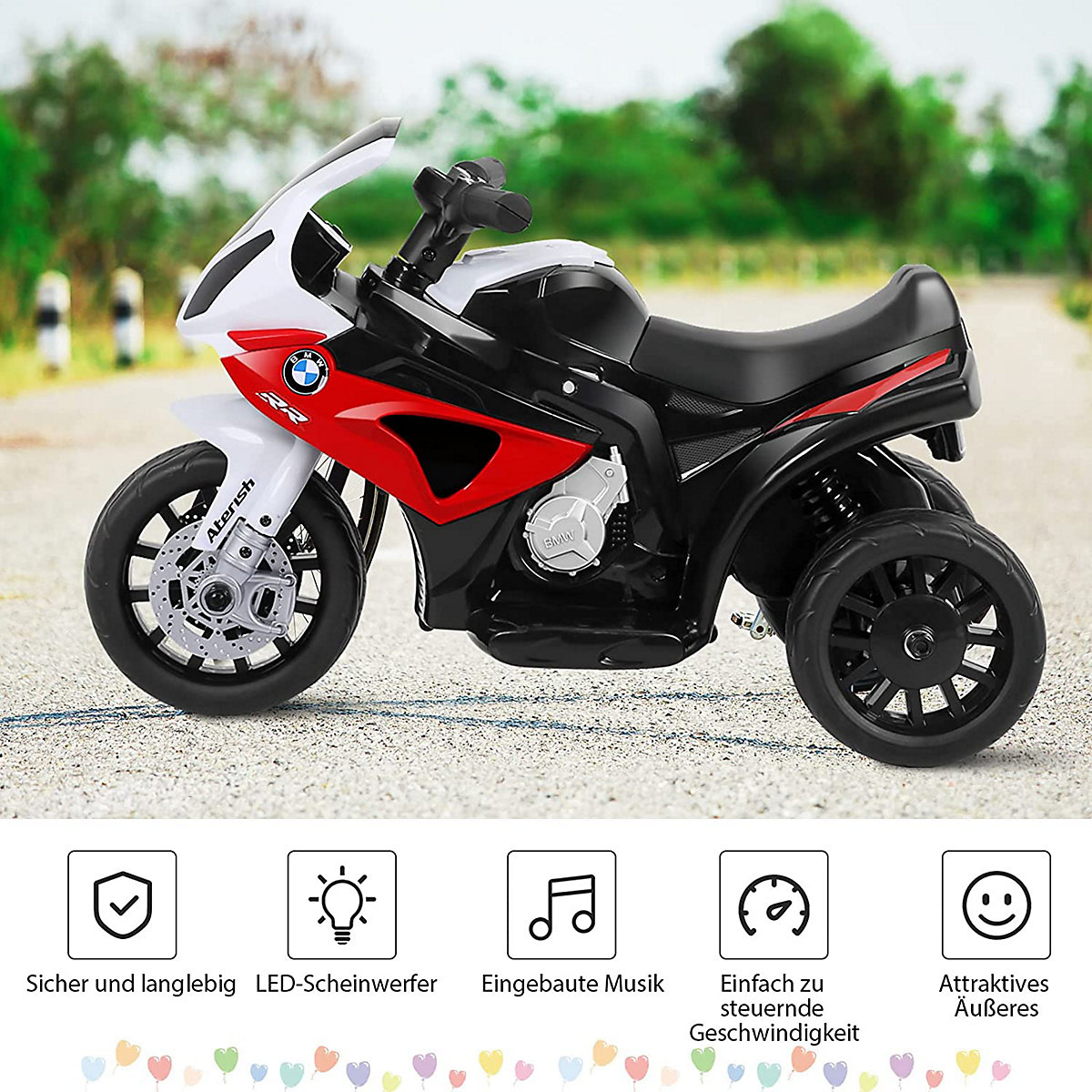 Motorrad BMW mit Musik & Scheinwerfer