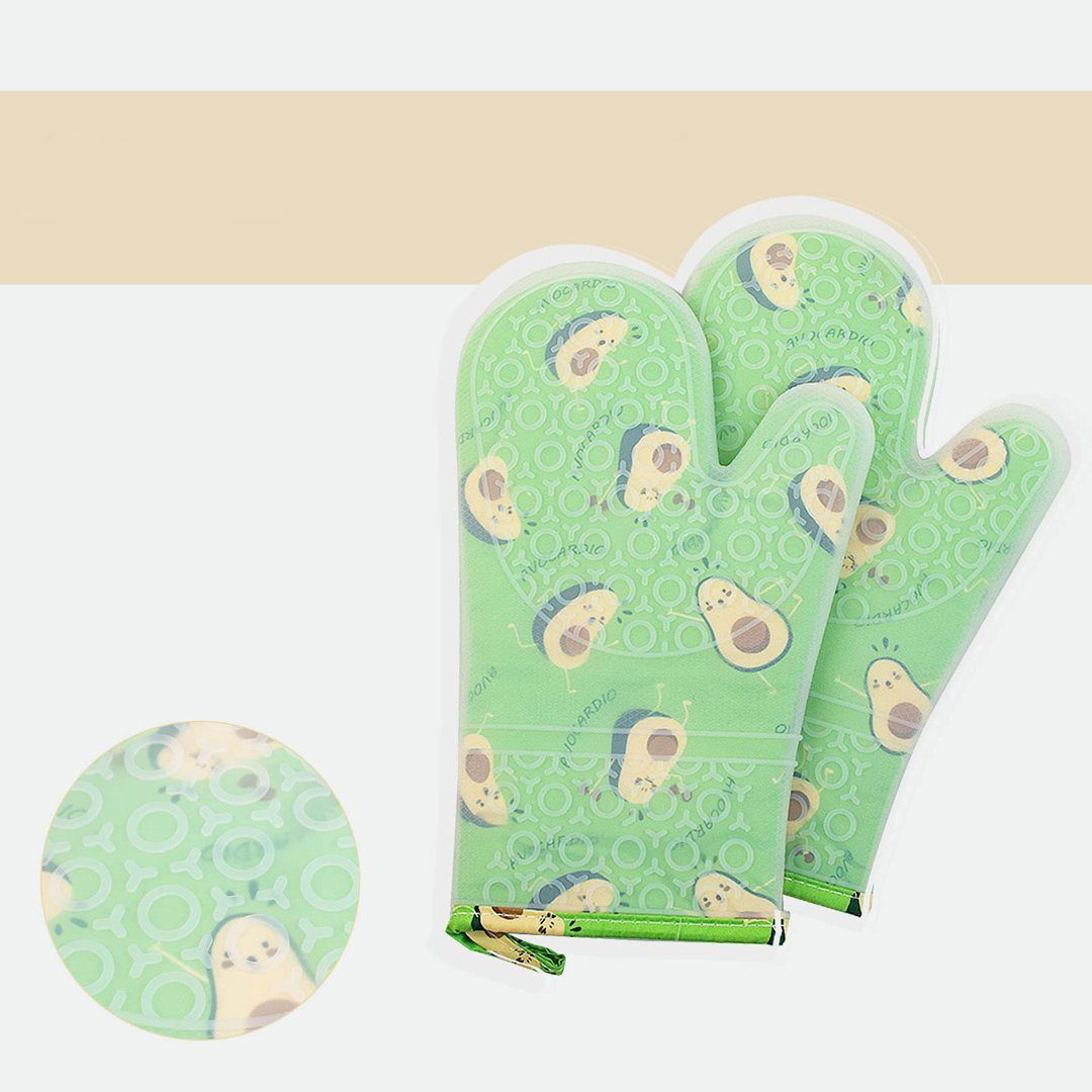 YANN Topfhandschuhe Silikon Ofenhandschuhe, hitzebeständige wasserdichte Handschuhe, (flexible Ofenhandschuhe mit gestepptem Futter, 1 Paar(Zitrone), anti-Verbrühungs-Koch- und Backtopflappen
