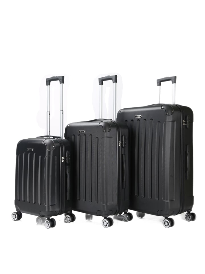 COFI 1453 Reisekoffer Koffer 3 tlg Hartschale Trolley Set in Schwarz günstig kaufen onesize