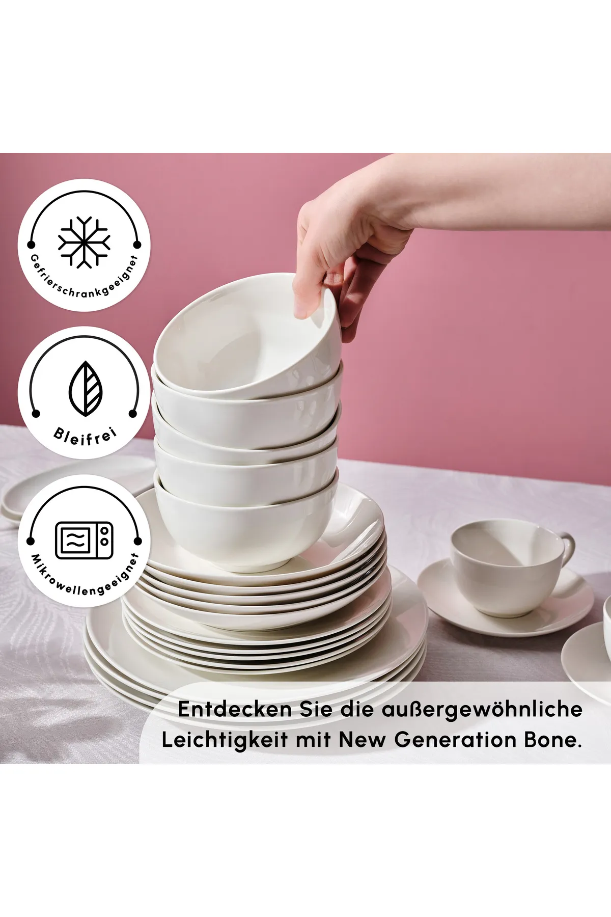 Karaca  Marcelo Weiß Geschirr und Frühstücksset, 88-teilig