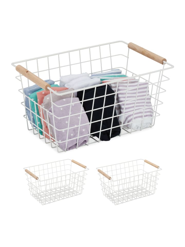 relaxdays 3x Drahtkorb in Weiß günstig kaufen onesize