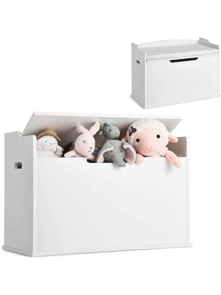 COSTWAY 2 in 1 Spielzeugkiste mit Sitzkissen in Weiß günstig kaufen onesize