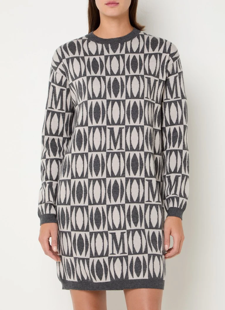 Μίνι φόρεμα-πουλόβερ MaxMara Tony από πλεκτό κασμίρ με γραφικό σχέδιο
