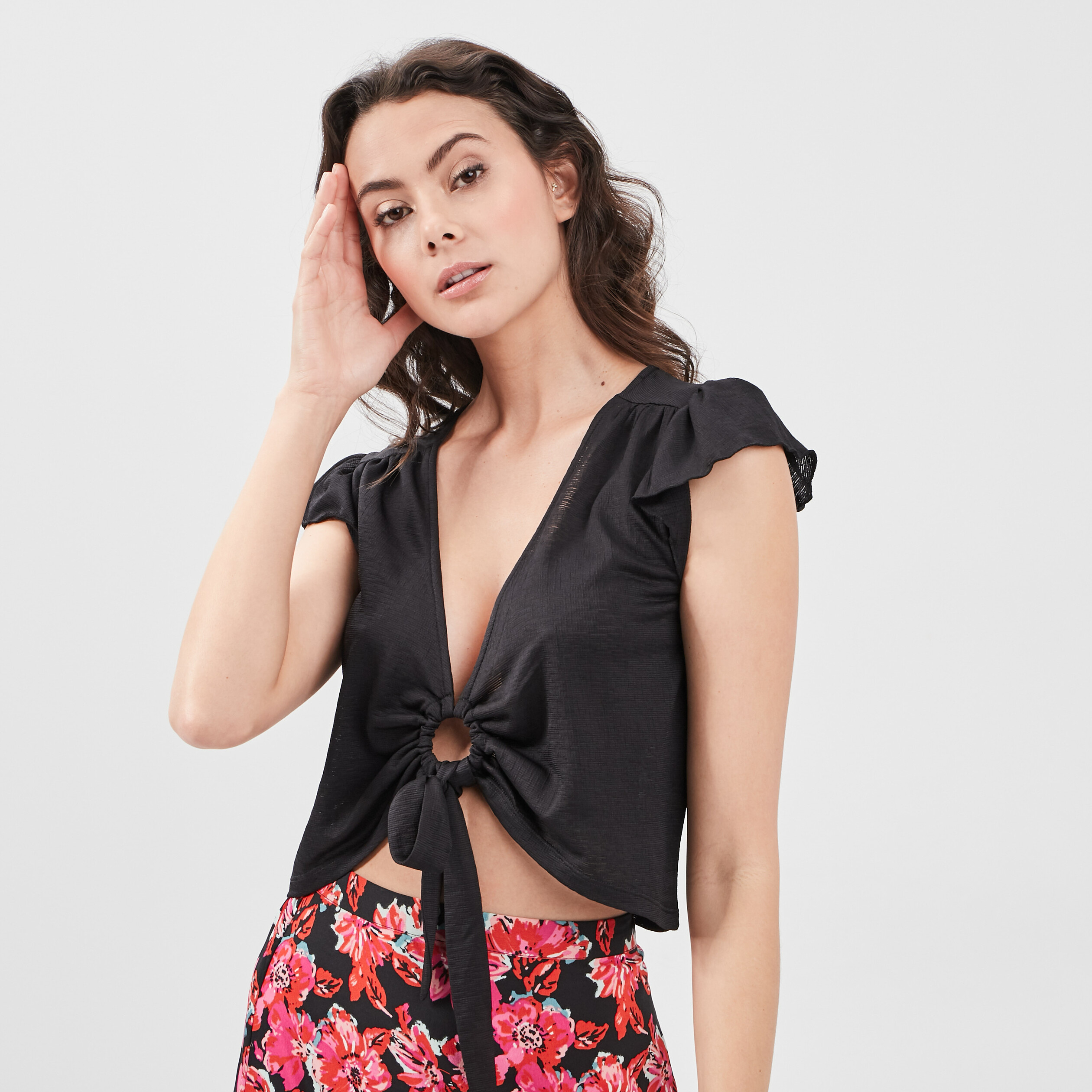 T-shirt manches courtes noir femme | La Halle