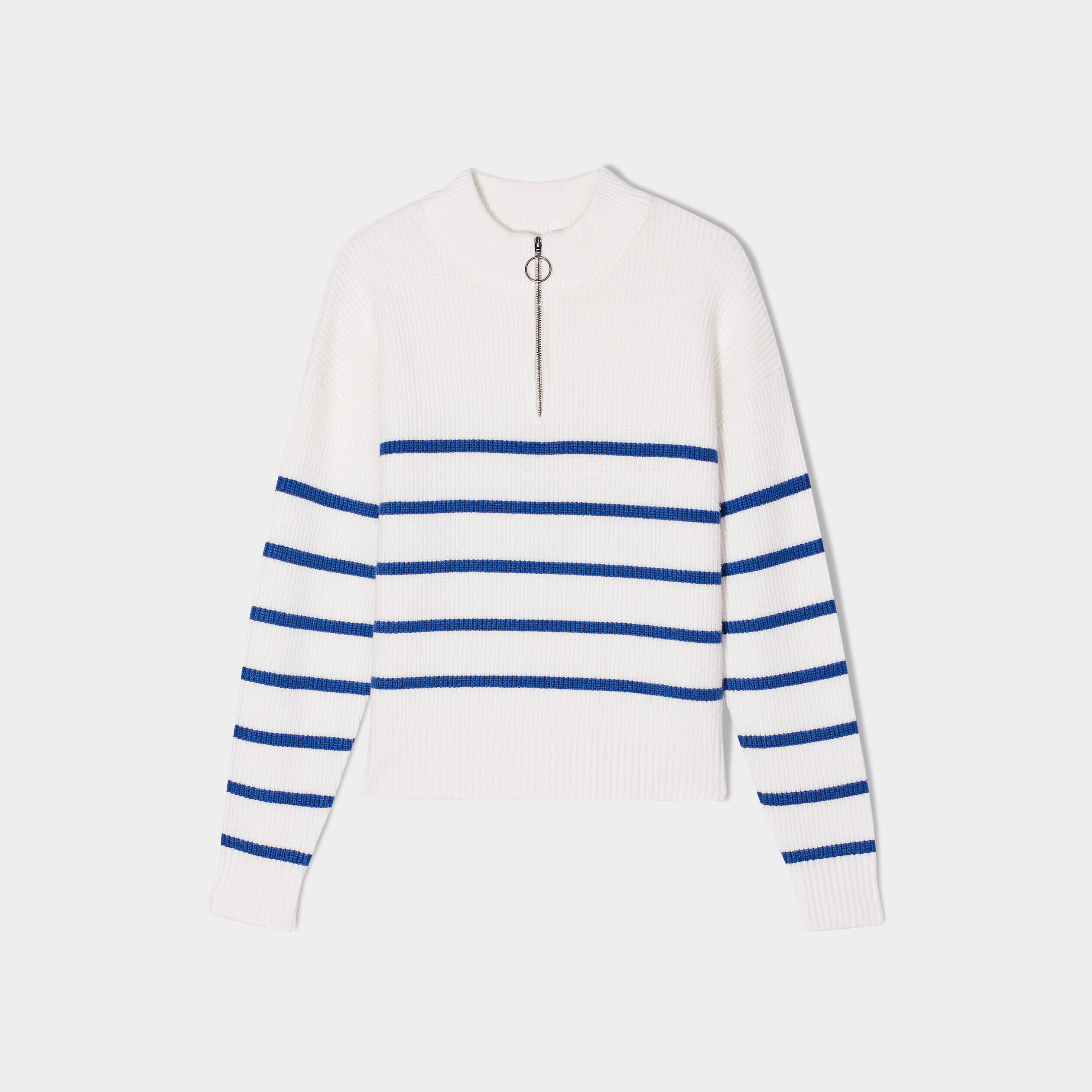 Pull col montant zippé ecru femme | Cache Cache