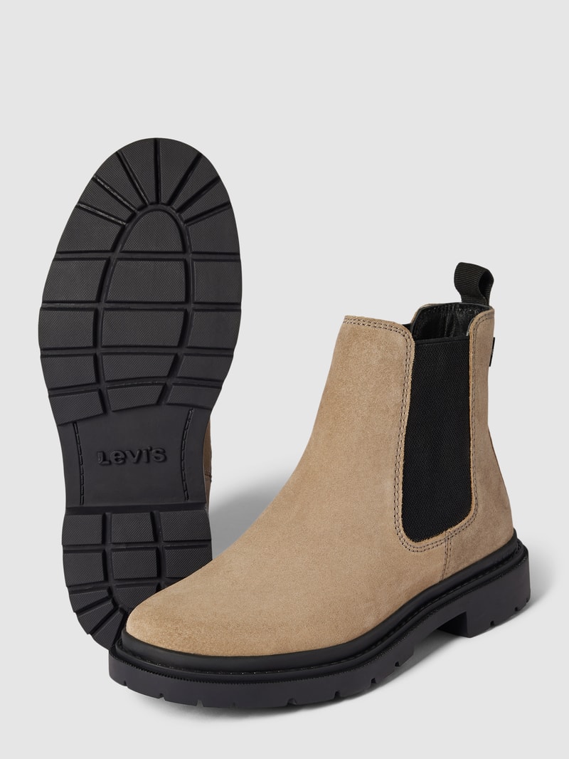 Chelsea Boots aus Leder mit Label-Detail Modell 'TROOPER' in olivgrün