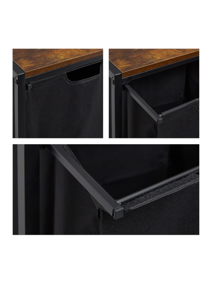 relaxdays Wäschekorbregal in Schwarz/ Braun - (B)80 x (H)162 x (T)34 cm günstig kaufen onesize