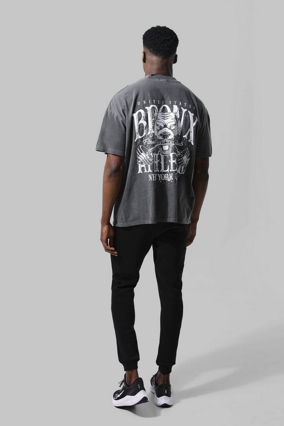Man Active Oversize T-Shirt mit Bronx Barbell Print