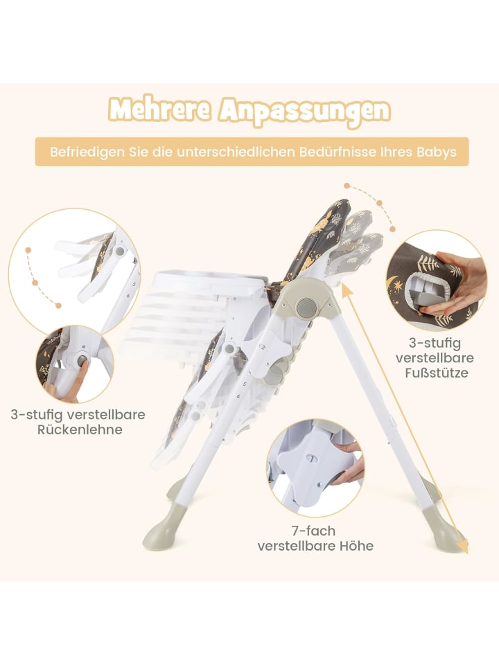 COSTWAY 6 in 1 Hochstuhl 6-36 Monate in Braun günstig kaufen onesize