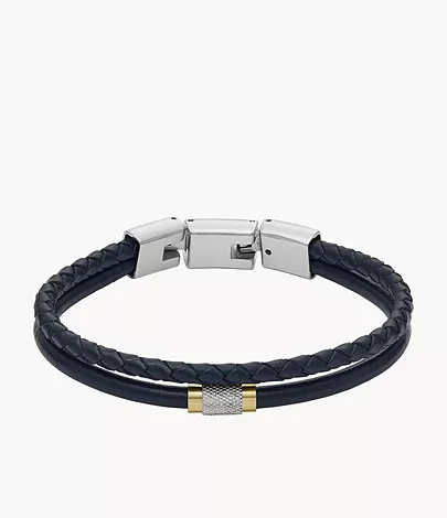 Fossil Armband All Stacked Up mehrreihig Leder dunkelblau