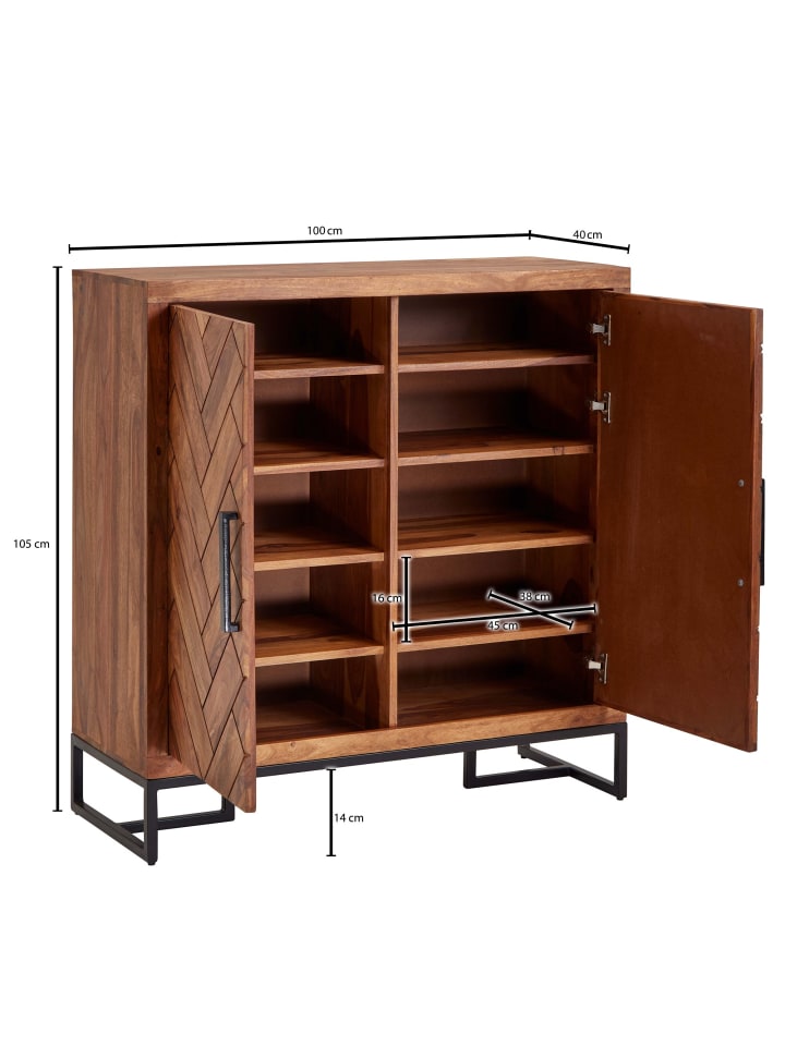KADIMA DESIGN Schuhschrank Massivholz 100x105x40 cm Schuhregal Geschlossen günstig kaufen onesize