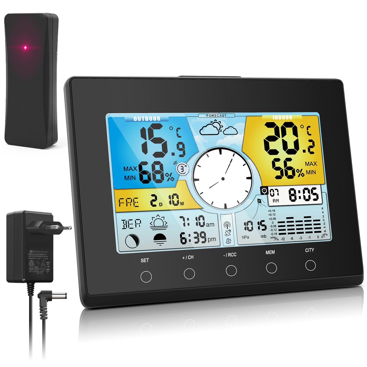 ELEGIANT Wetterstation EOX-9938: Alles im Blick! Wetterinfos Innenwetterstation (Echtzeit Information, Thermometer, Hygrometer)