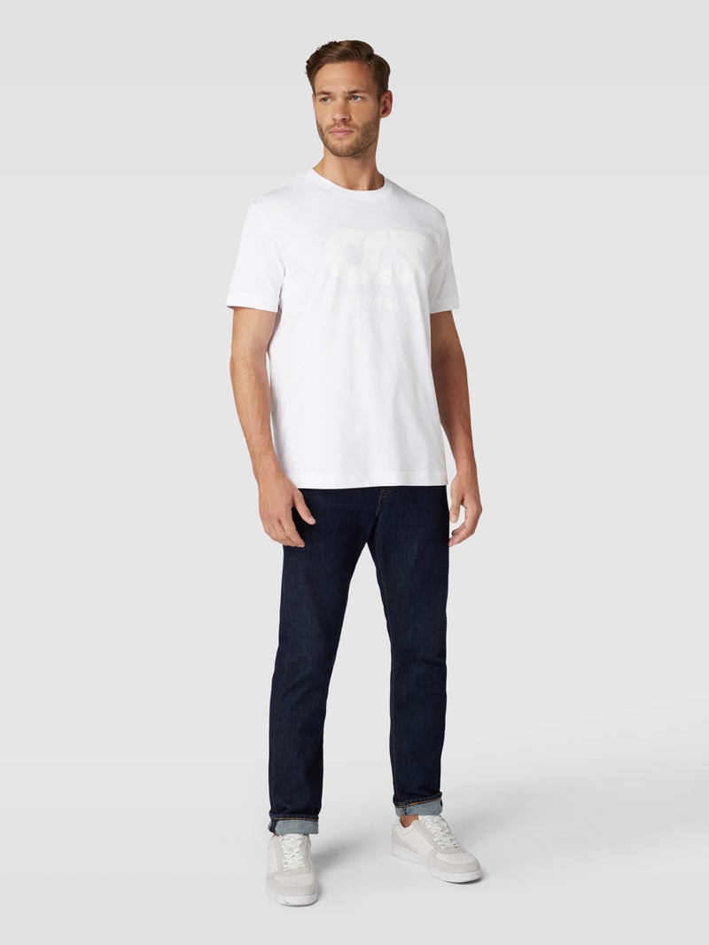 T-Shirt mit Label-Print Modell 'JERO' in weiß