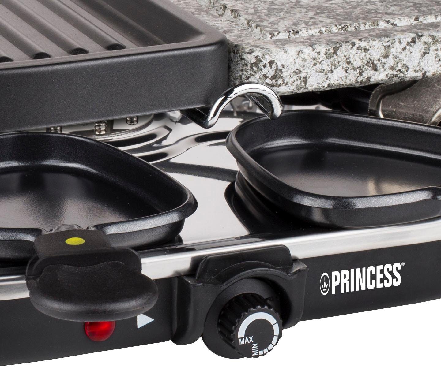 PRINCESS Raclette 8 Oval Stone & Grill Party - 162710, 8 Raclettepfännchen, 1200 W