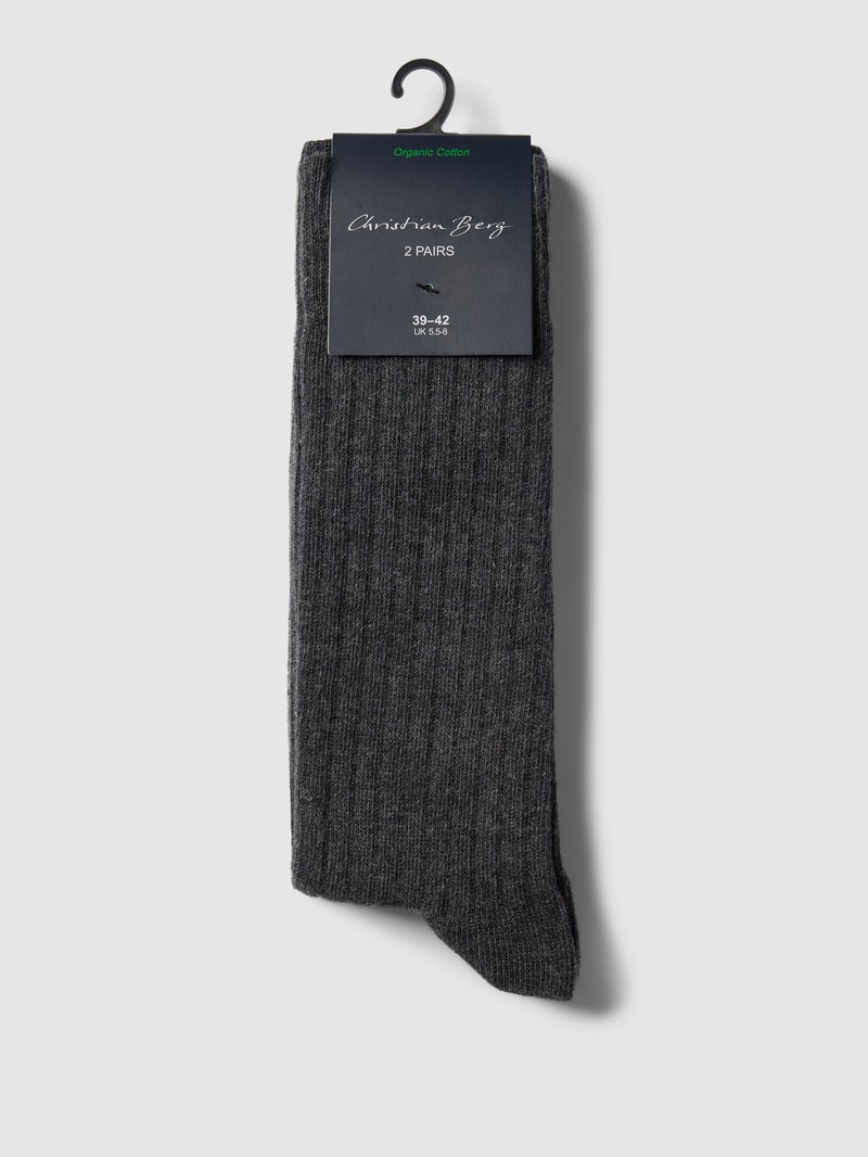 Socken mit Label-Detail im 2er-Pack in dunkelgrau meliert