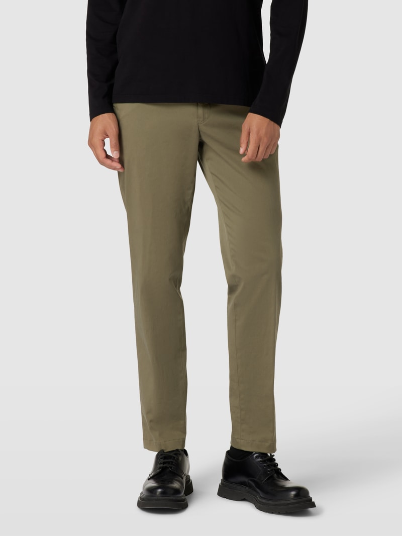 Regular Fit Chino im unifarbenen Design Modell 'Tilo' in olivgrün