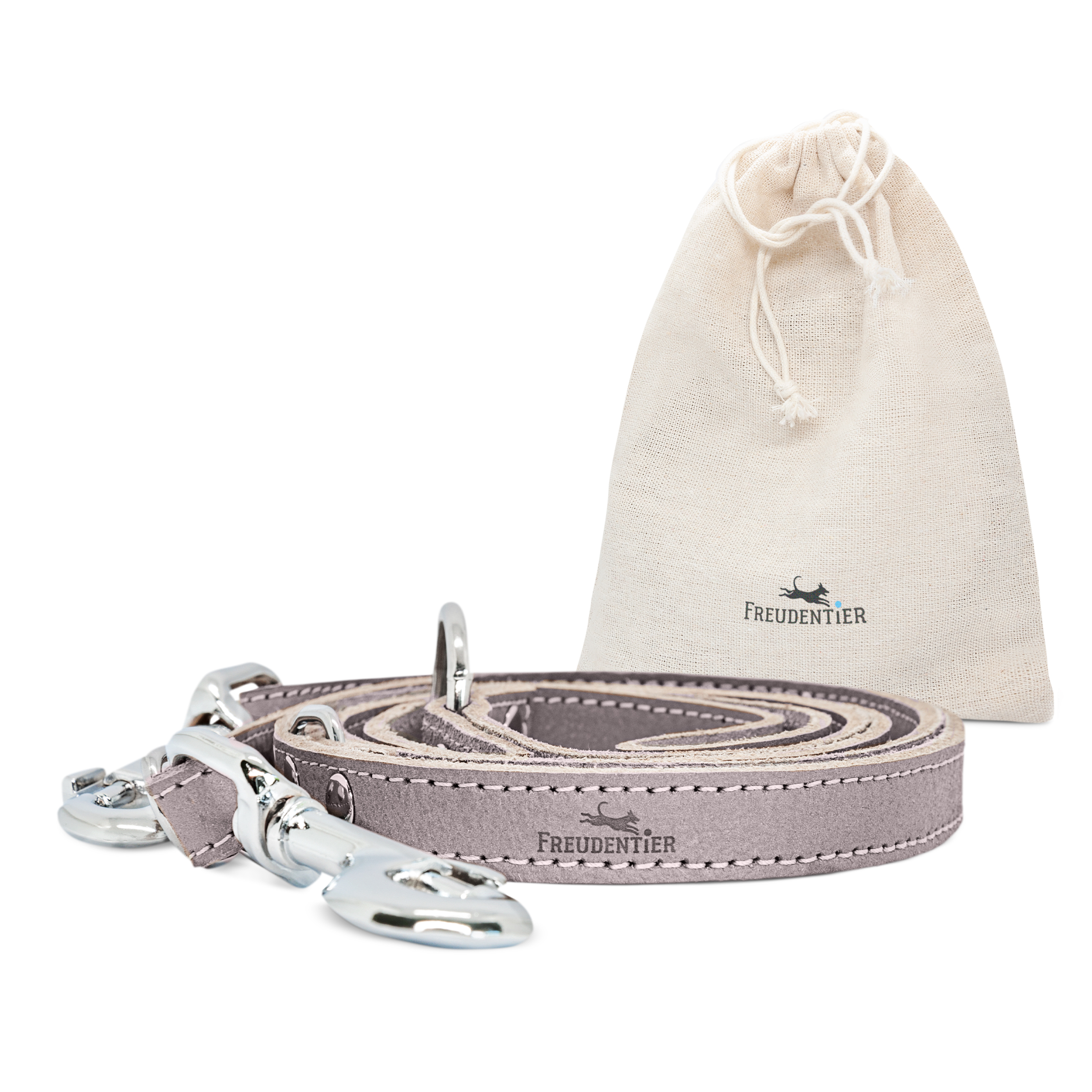 Freudentier Hundeleinen Freudentier Führleine aus Leder braun/ grau 2 cm