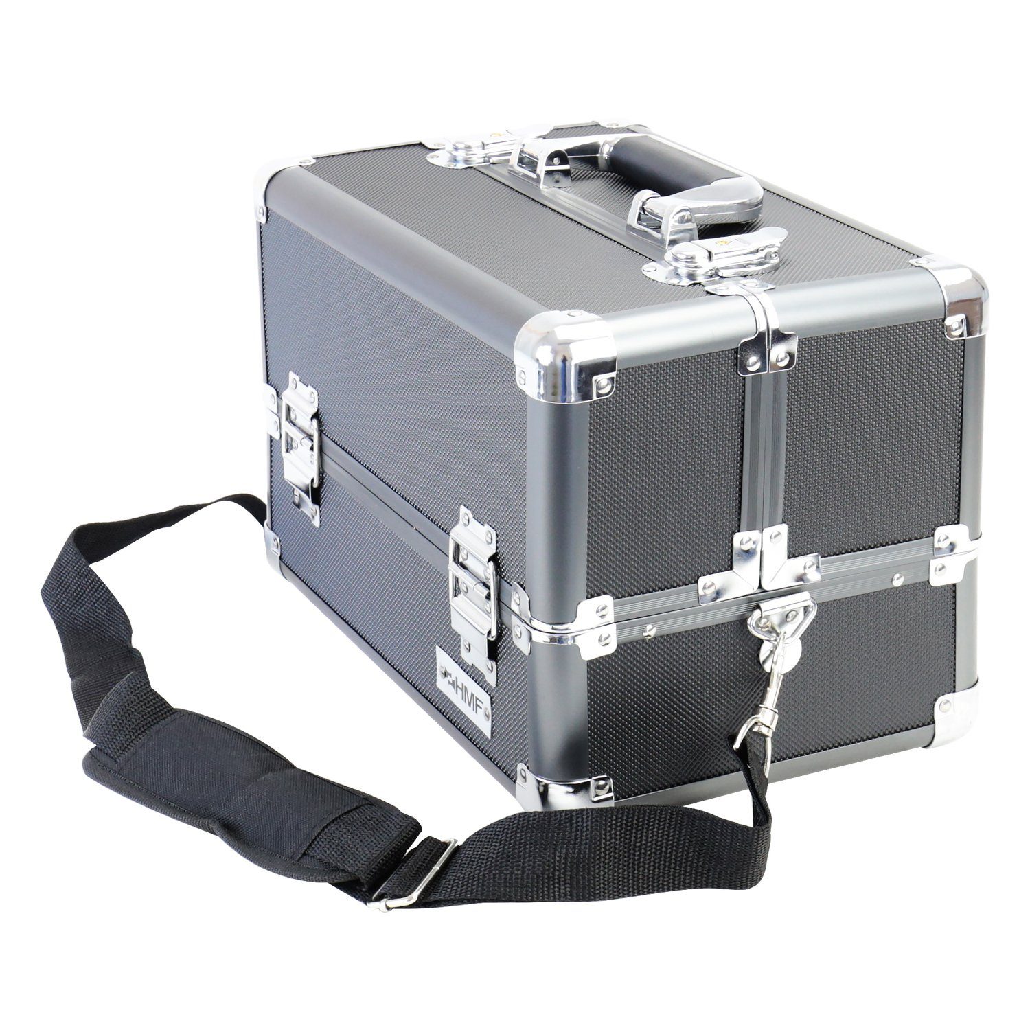 HMF Kosmetikkoffer multifunktionaler Utensilien Koffer, robuster Schminkkoffer mit verstellbaren Trennwände, 33 x 22,5 x 24 cm