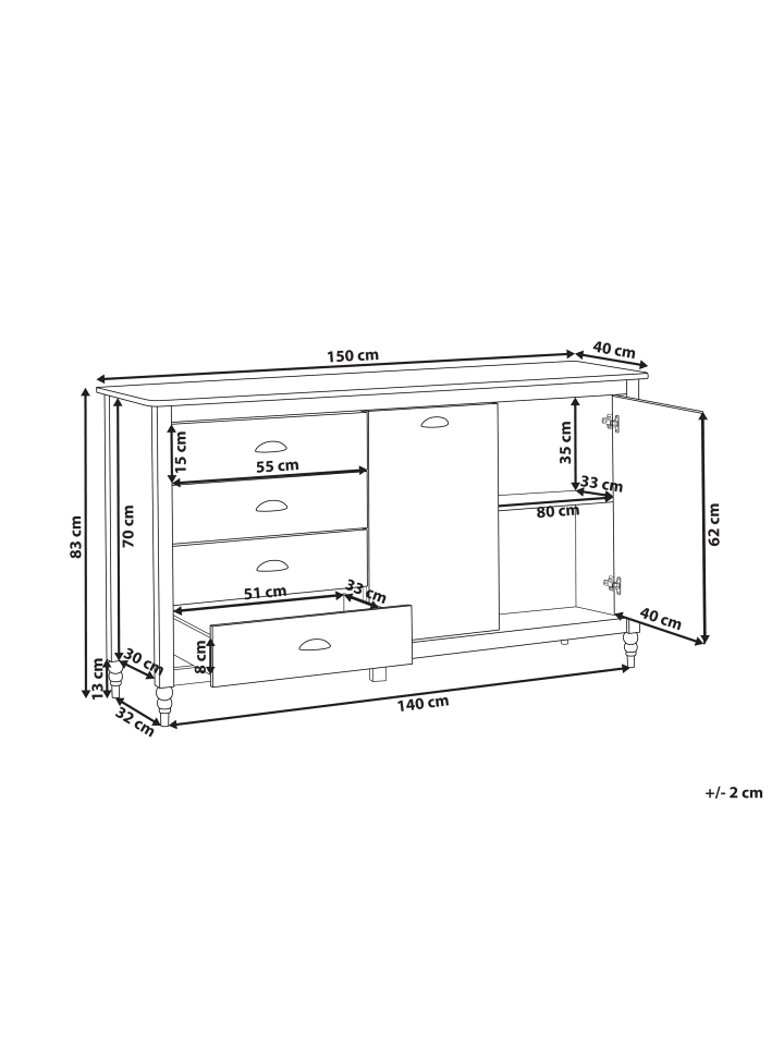 Beliani Sideboard SHILLINGTON in Weiß/Heller Holzfarbton/Silber günstig kaufen onesize
