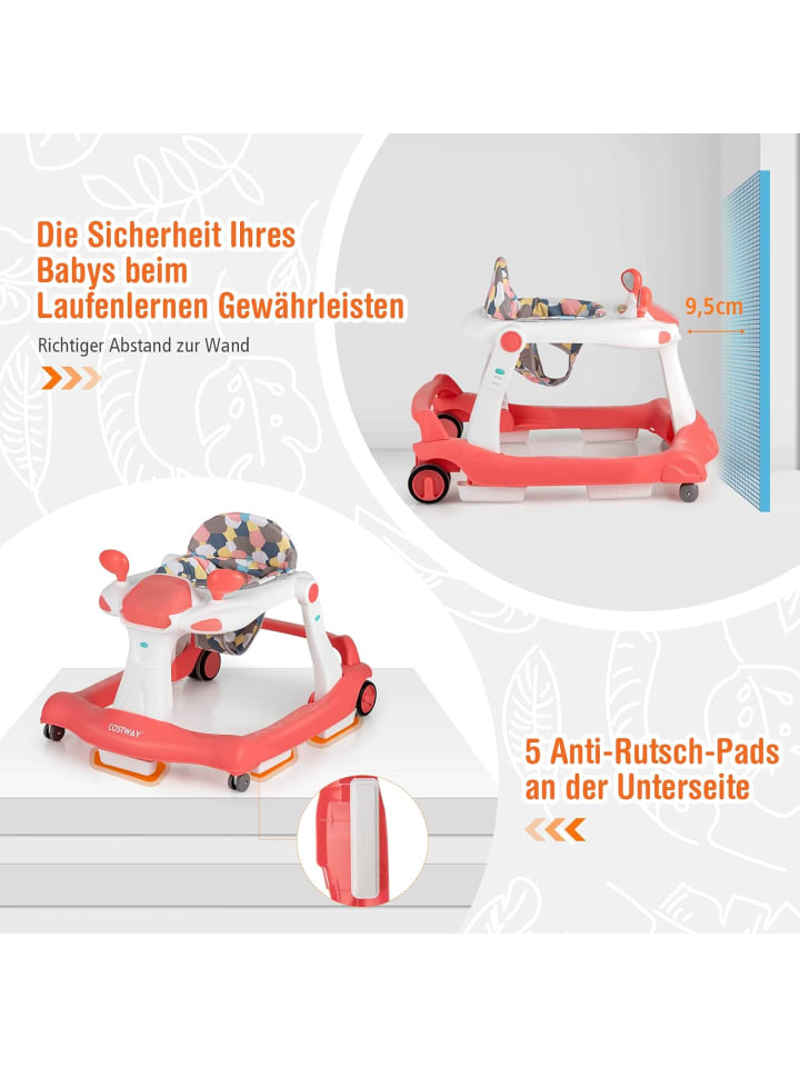 COSTWAY 2-in-1 Lauflernhilfe 6-18 Monate in Orange günstig kaufen onesize