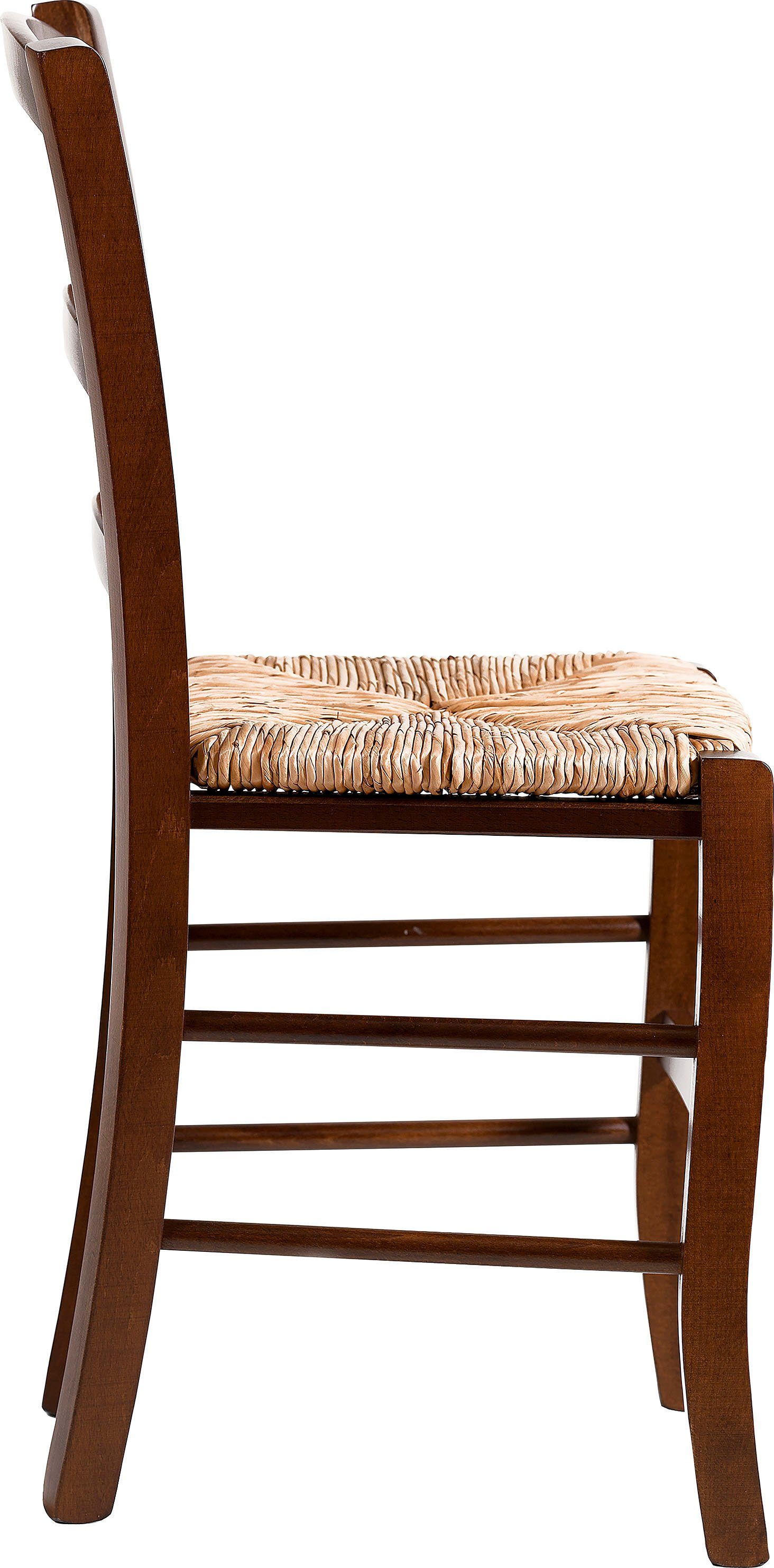 Home affaire 4-Fußstuhl Super Paesana (Set, 2 St), aus Massivholz Buche mit Sitz aus Grasgeflecht
