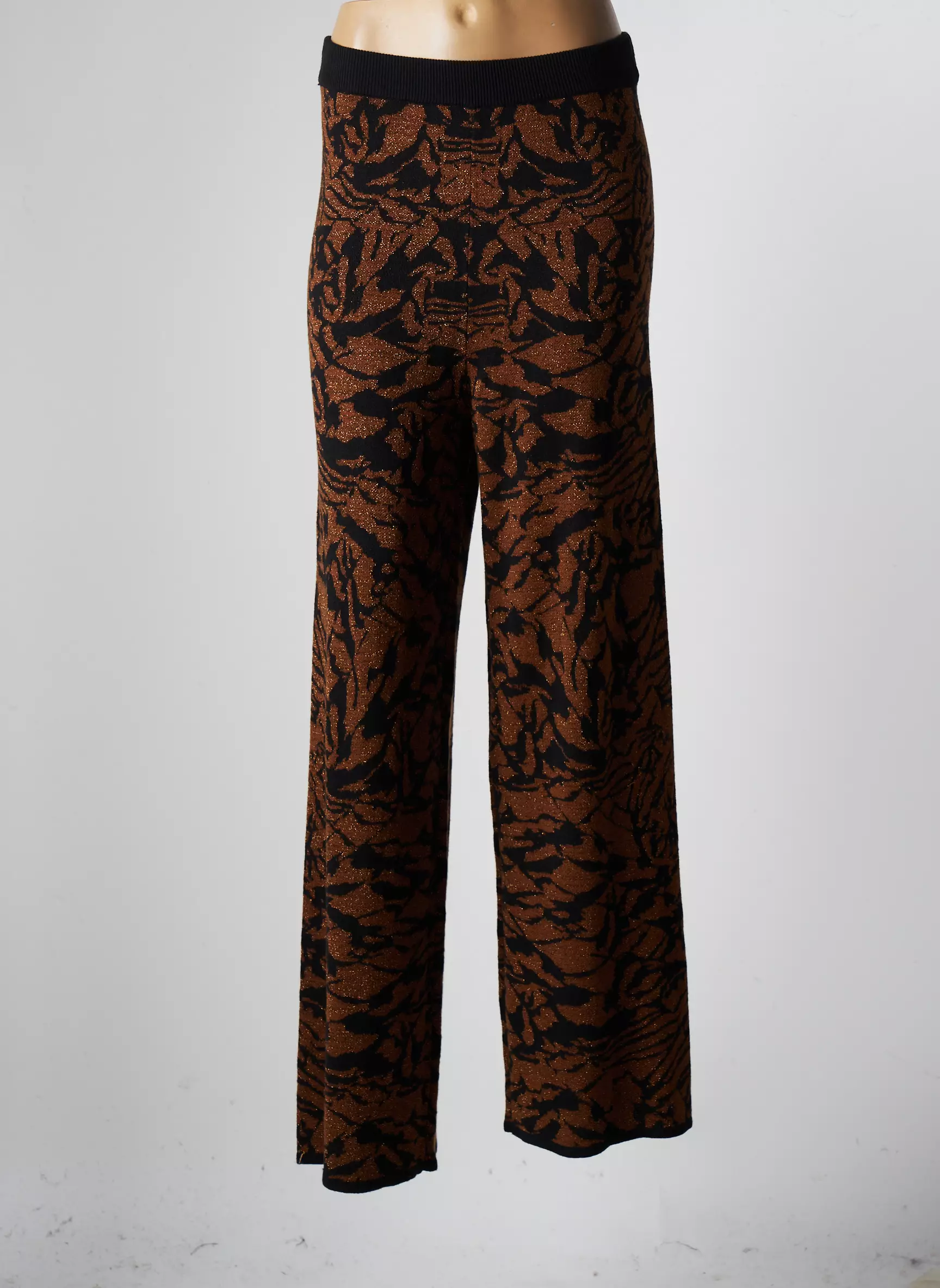 Ichi Pantalons Larges Femme couleur marron