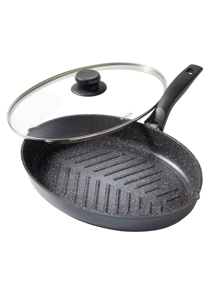 Stoneline Fisch- und Schnitzelpfanne Oval 35x24 cm | mit Deckel in Grau günstig kaufen 35 x 24 cm